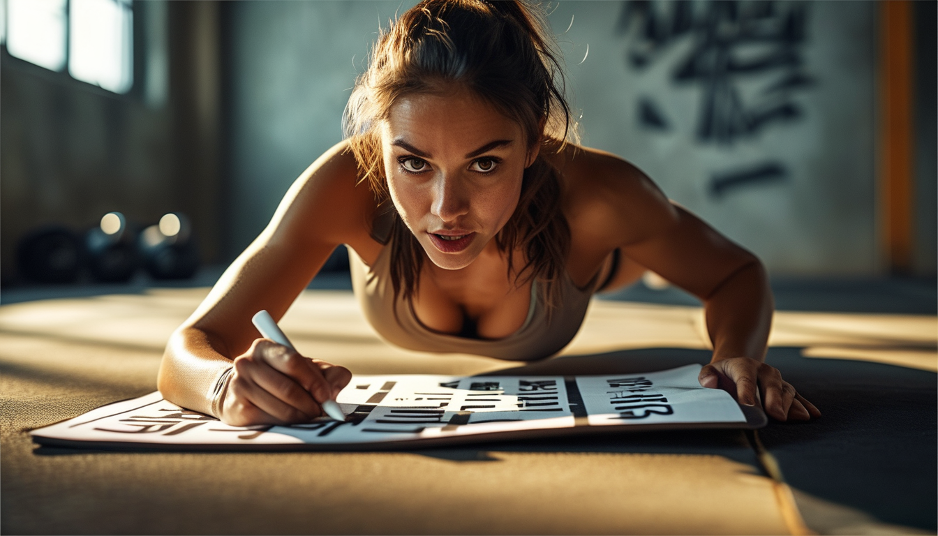 Woman marking a fitness challenge calendar