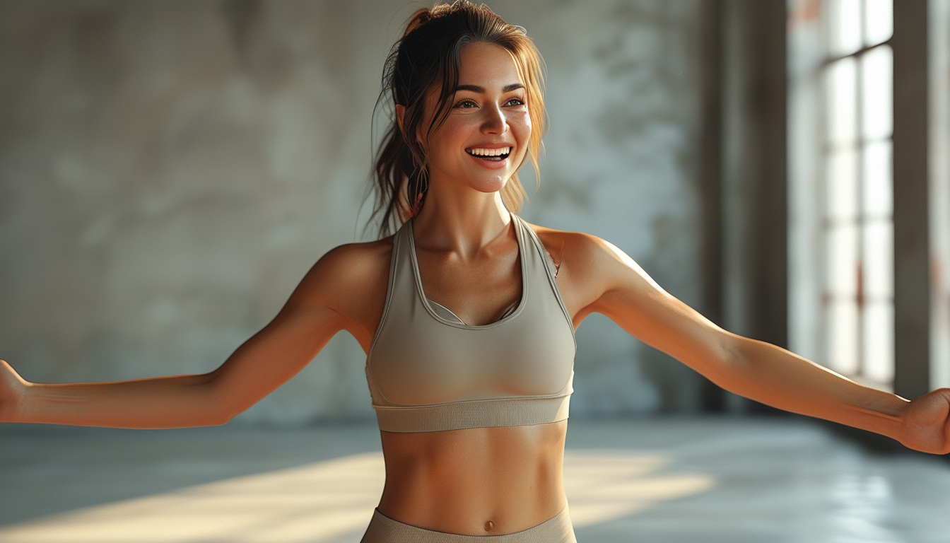 Woman celebrating completing a workout